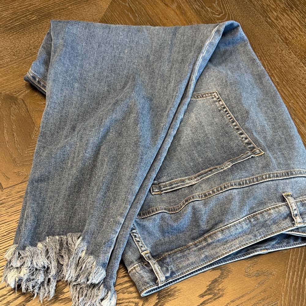 Lane Bryant Frayed Hem Blue Jeans